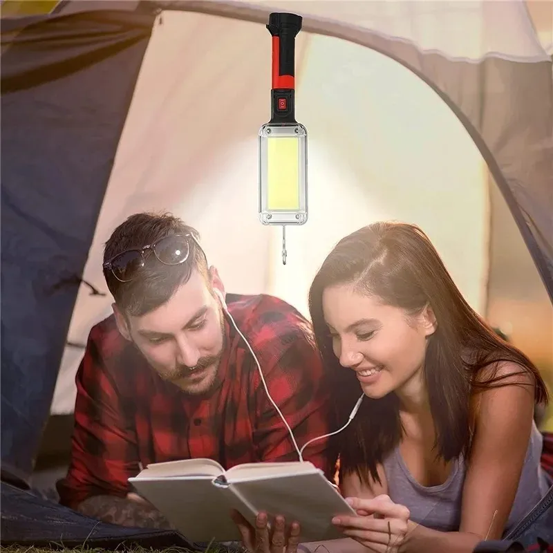 USB COB werklicht, draagbare LED -zaklamp, 18650 verstelbaar, 2 modi, waterdicht, magnetisch ontwerp, campinglicht, 1 stuk
