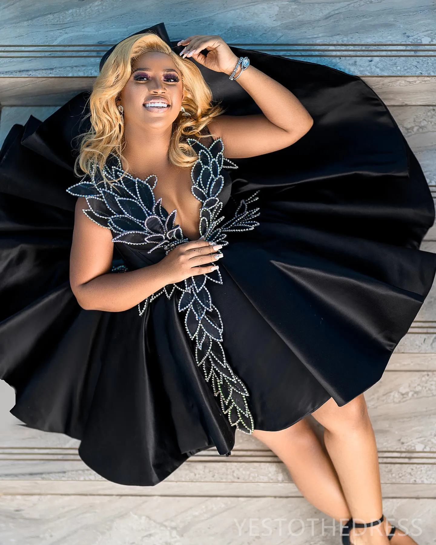 Plus Size Black Satin Cocktail Dress with Leaf Puffy Tiered Skirt - Perfect for Prom Plus Size Satin Cocktail Dress for Women, Sexy Short Mini Prom Dress,  Hand-Made Leaf Puffy Tiered Birthday Party Graduation Gown, C128 from  Dhgate Cocktail Dresses - price 163.5