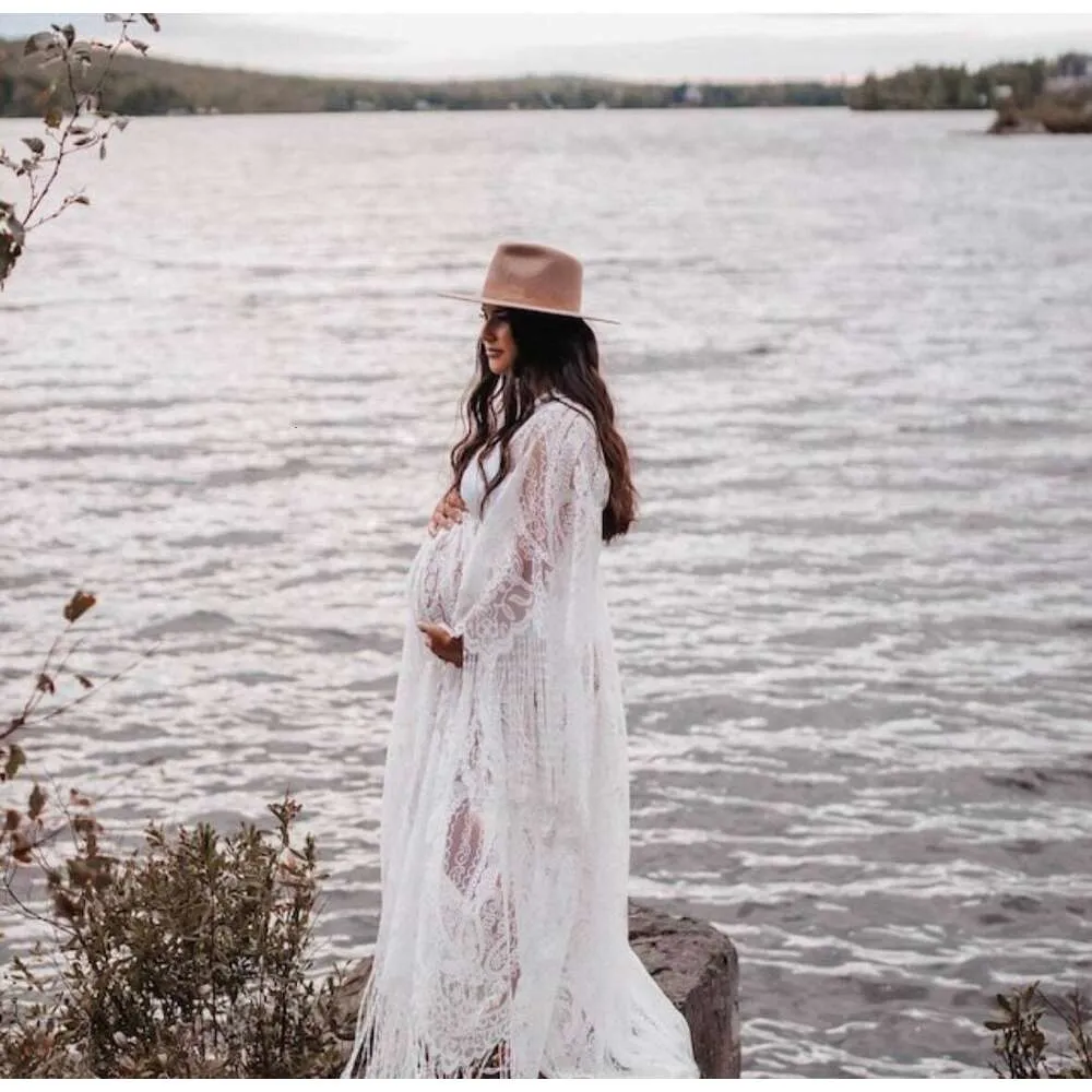 maxi boho maternity dress Momyknows Cream White Ruched Backless Big Swing Lantern Sleeve Boho Maternity Maxi Dress White / 2XL main image 1