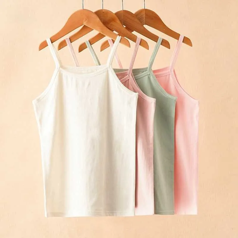 Colete de verão meninas tanques tampas infantis modelo de roupas íntimas de roupas íntimas de algodão para meninas adolescentes garotas Camisole Kids Singles Undershirtl240502