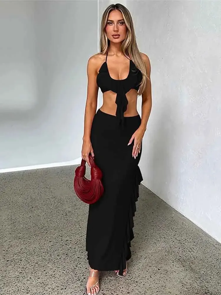 NIDANSSI Red Ruffle Backless Sexy Two Piece Set... From Xiao0002, $15.75 |  DHgate.Com