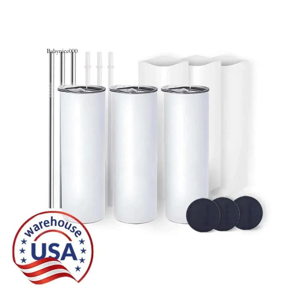 USA Can stocké 20oz gobelets Blanks sublimation 20 oz tasses de voiture en acier inoxydable Isulatez les tasses de consommation à double paroi pour l'impression de bricolage 0516