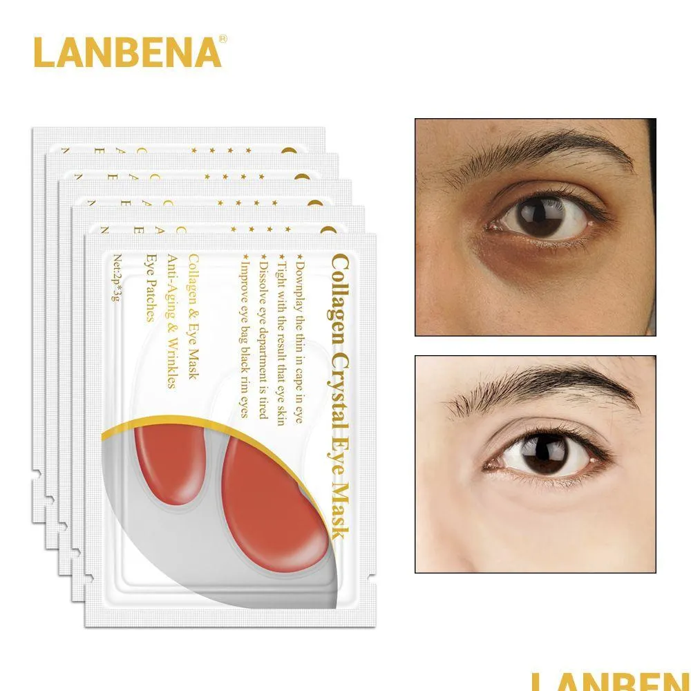 Eye Care New Lanbena 24K Gold Mask Collagen Patches Anti Dark Circle Puffiness Bag Fuktande hud 6 färger Drop Delivery Health Bea Otlzf