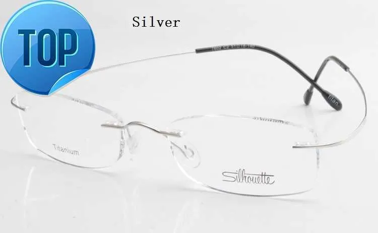 高級ブランドシルエットチタンリムレス光学メガネフレームネジ処方箋なしの眼鏡無料配送