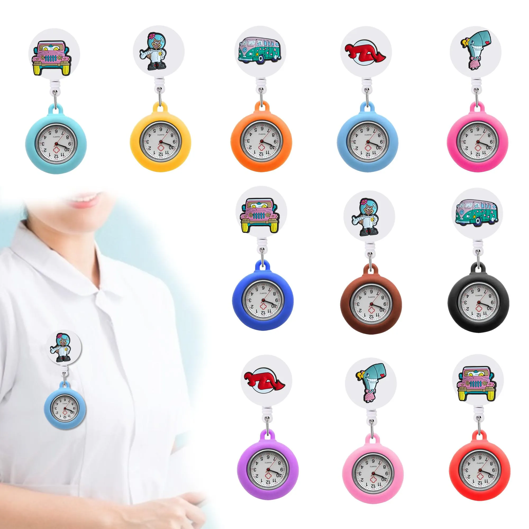 Other Float Series Clip Pocket Watches Retractable Badge Reel Hanging Quartz Fob Doctor Nurse Watch For Women And Men Sile Glow Pointe Otdta