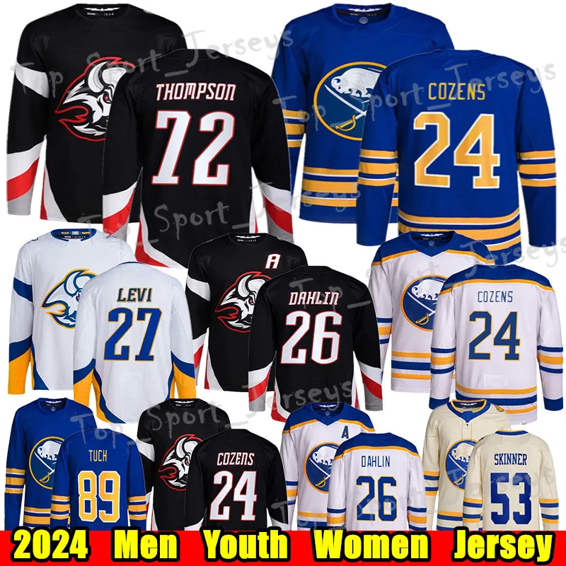 #72 Tage Tage Thompson Buffalo Hockey Jersey #24 Dylan Cozens Rasmus Dahlin Devon Levi Owen Power Alex Tuch Jack Quinn Luukkonen Jeff Skinner Bowen Byram Sabers Jerseys