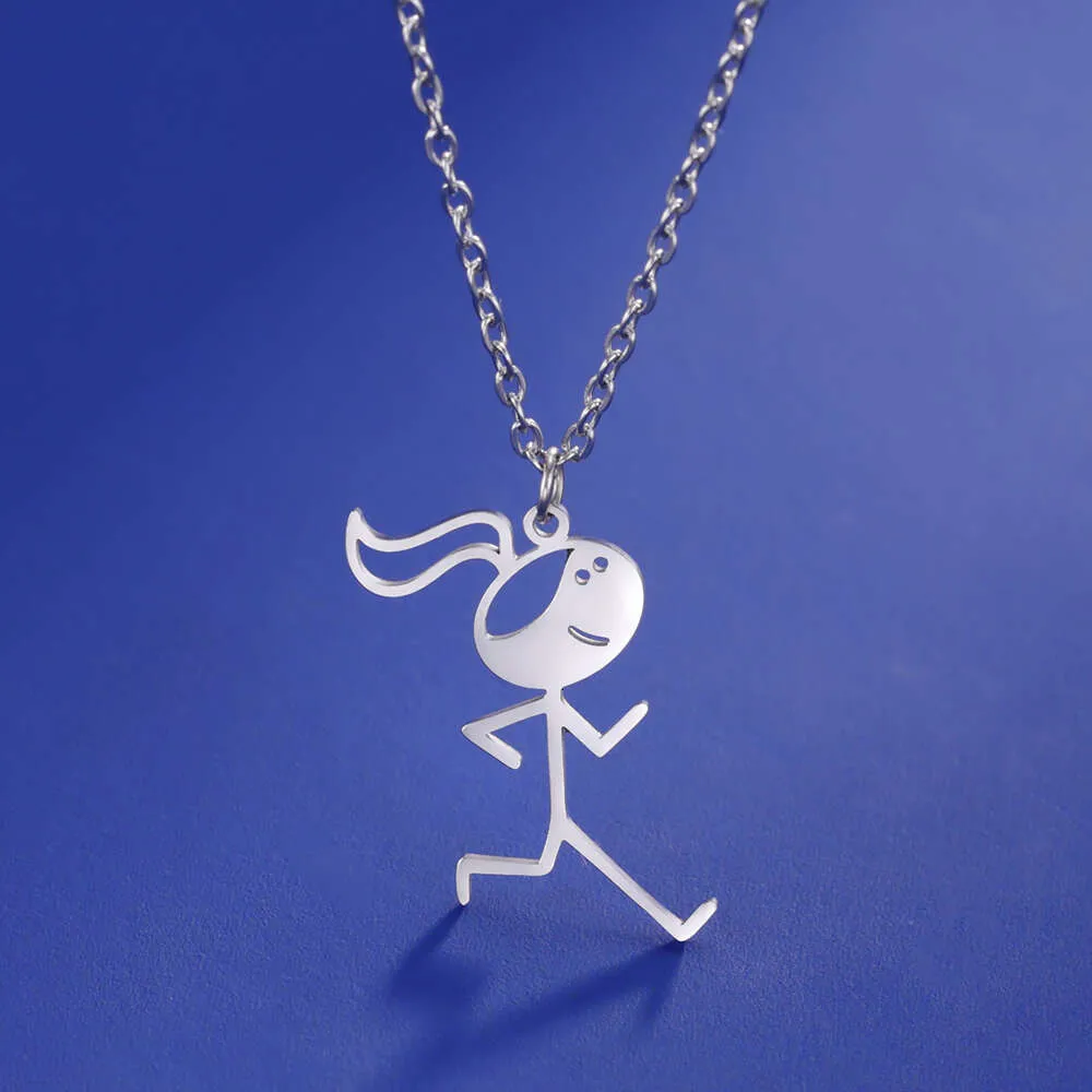 Cute Counch Girl Stickman Collane per donne alla moda in acciaio inossidabile gioielli divertenti per matrimoni di compleanno Regali di compleanno NUOVO