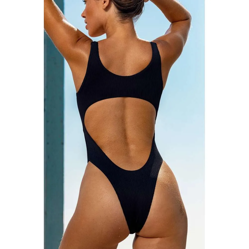 2024 Thong One Piece Maigneur Femmes Swimwear Blue Monokini Bodys Cut Out Swim Bathing Fullless Backless Beach Wear Summer