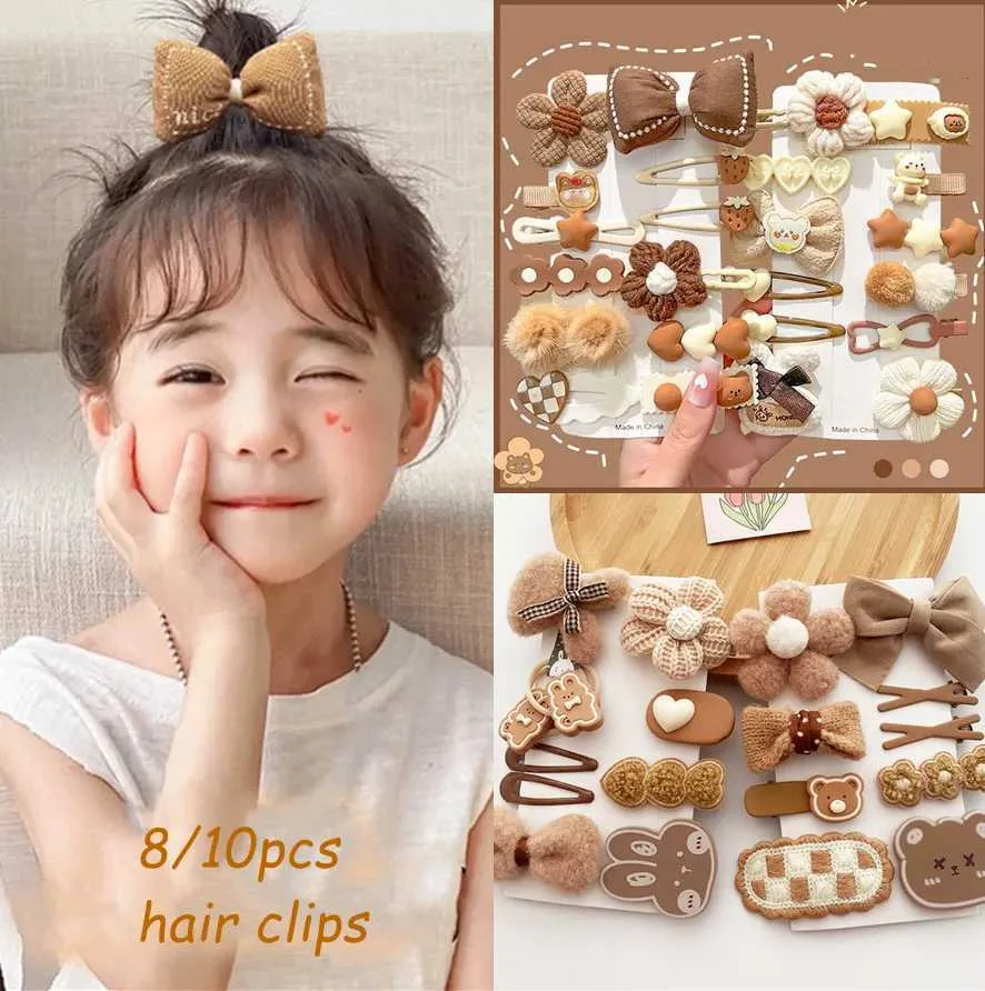 Hårtillbehör Korean Winter Plush Hair Pin Cute Flower Bow Bucket Lämplig för flickor Baby Huvudkläder Girls Childrens Hair Accessories Princess Hair Clips WX