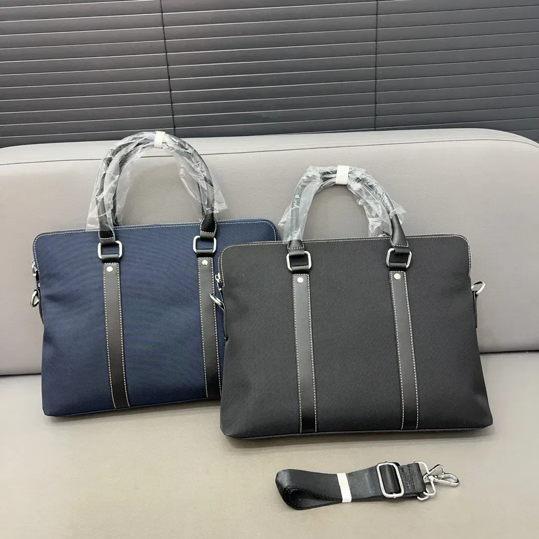 Designer briefcases tote bag shoulder bags men Luxury nylon waterproof canvas cowhide leather fashion Female Business Totes handbag for man document purse PRPU