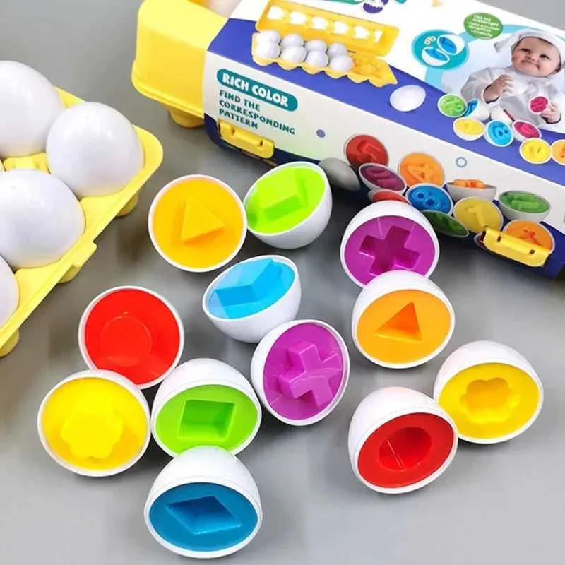 Inne zabawki Baby Smart Egg Montessori edukacja zabawka sensory Easter Egg Kurczak Kolor Kształt Dzieci 2-4 lata S245163 S245163