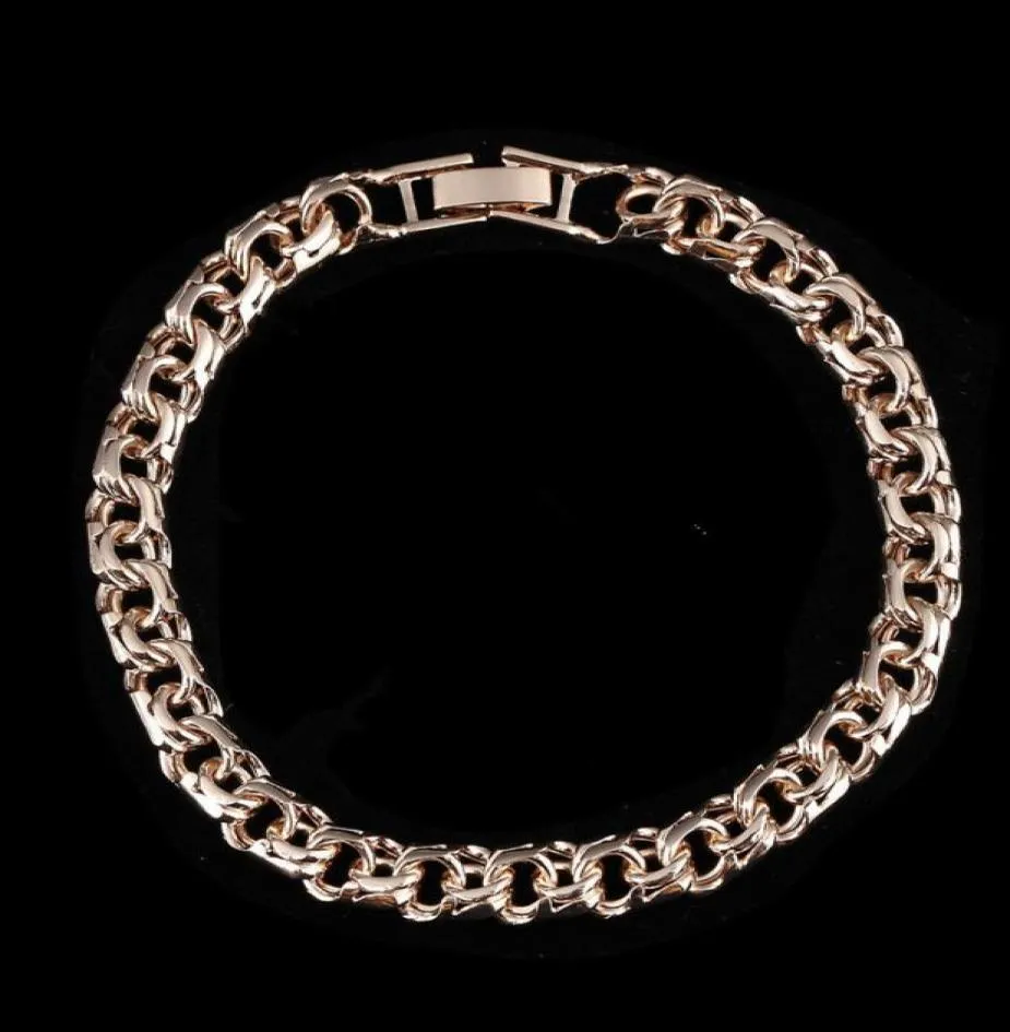 Bransolety Bismark 585 Rose Gold Kolor Biżuteria Forma tkania długich dłoni o szerokości 7 mm dłoni mężczyźni i kobiety 2211143860227