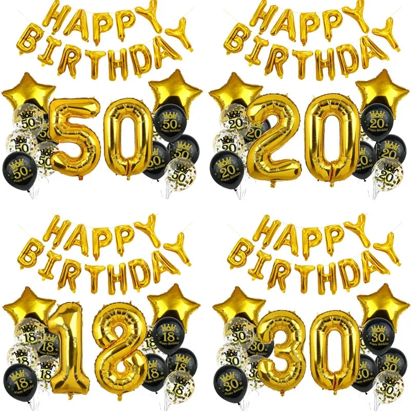 18 20 21 30 40 50 60 70 80 90 år födelsedag Uppblåsbar konfetti -nummer Ballonger årsdagen Party Decoration Adult Helium Balon 240509