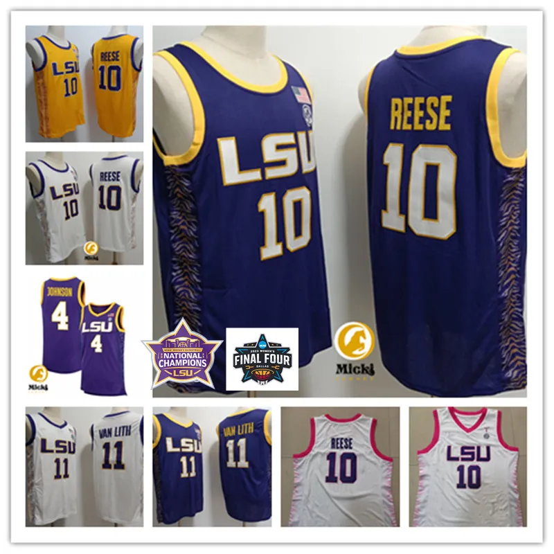 Angel Reese Flau'jae Johnson LSU Champions nationaux de basket-ball Champions nationaux masculins cousu 11 Hailey van Lith LSU Tigers 2023 Final Four Jerseys