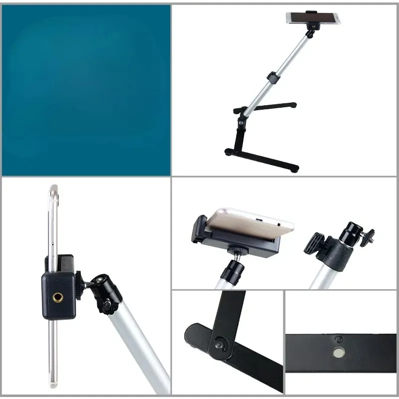 FOTOGRAFIE Einstellbarer Tischstand Set Stativ Top Mini Monopod Phone Clip Füllstativ mit Mobiltelefon für Live-Streaming