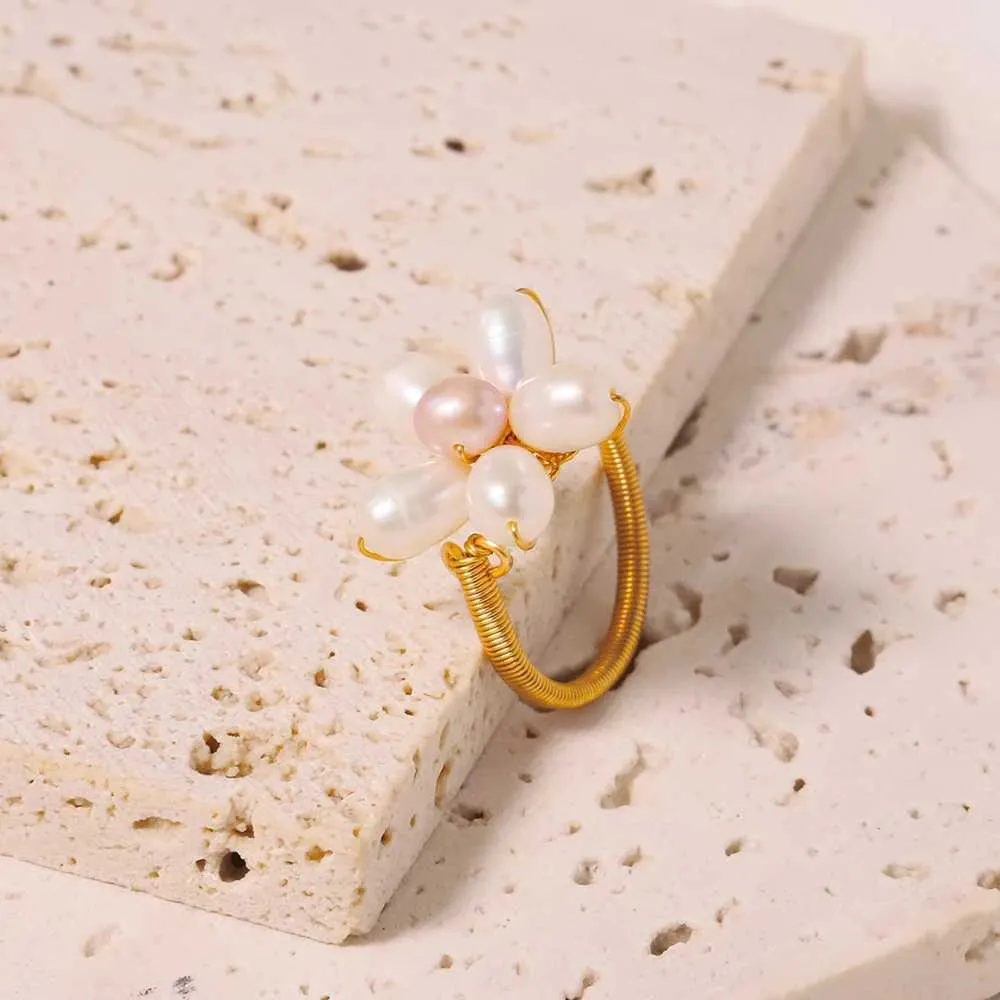 Обручальные кольца Glseevo Design Natural Freshwater Pearl Ring 18k золотой цветочный кластер