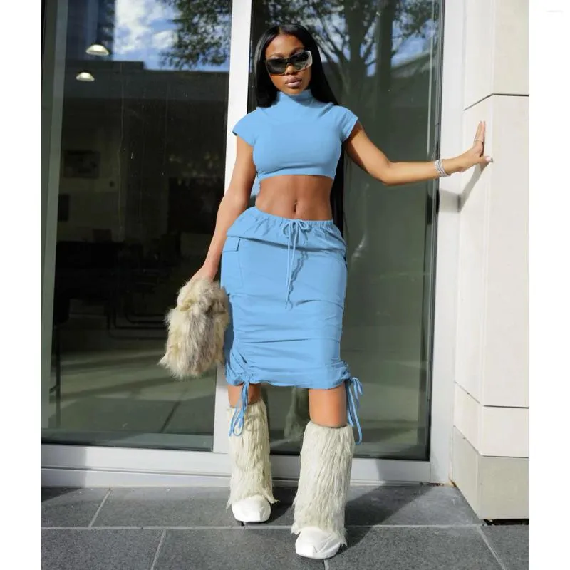 DHgate Womens 2 Piece Spring Dress Sets Crop Top and Bodycon Skirt Outfit for Casual Summer Style Apparel