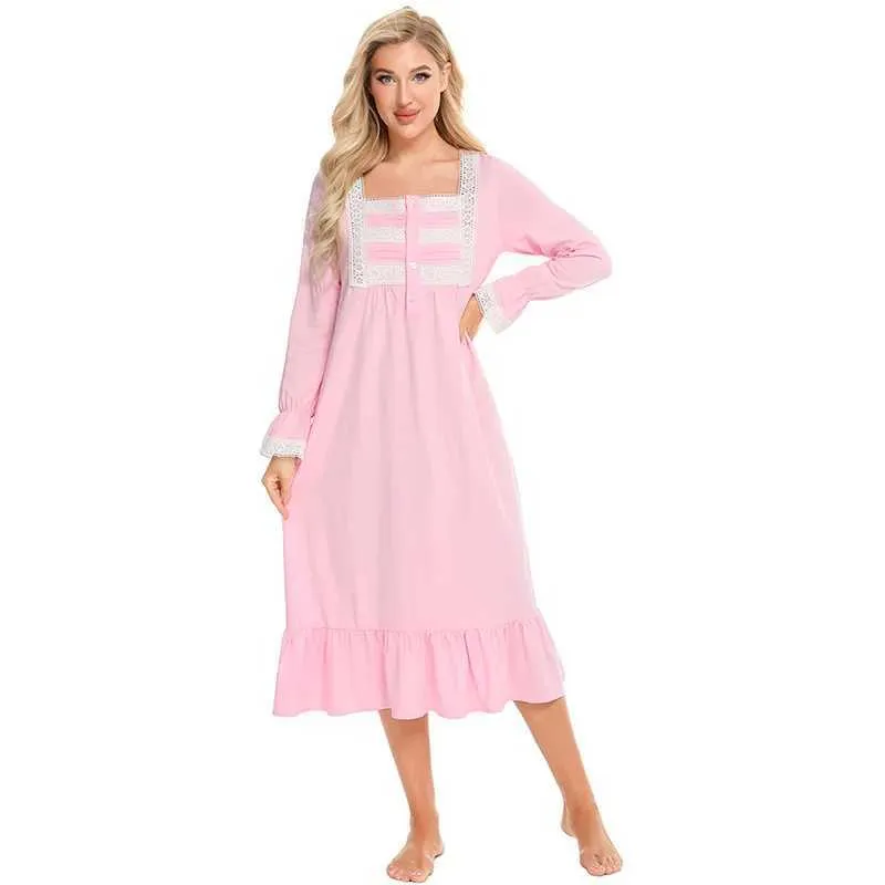 Sono Sleep Lounge Grávida Pijama feminina Primavera e outono Pijamas de mangas longas de mangas longas D240516