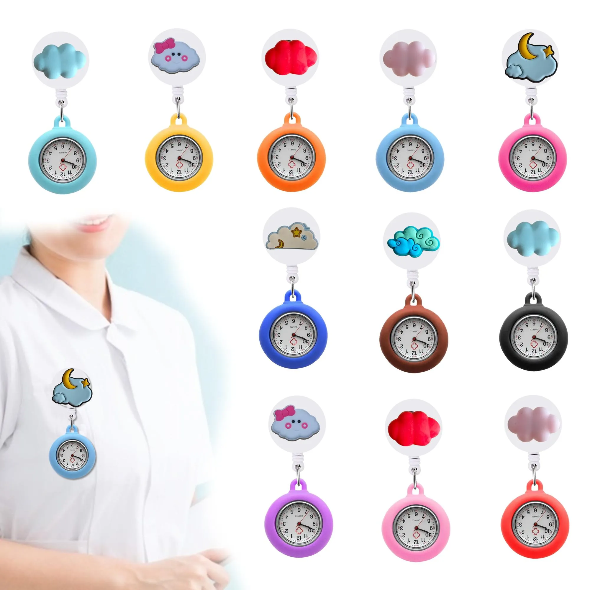Other Home Decor Cloud Clip Pocket Watches Watch With Second Hand For Nurses Doctors Nurse Badge Accessories Analog Quartz Hanging L Otod9