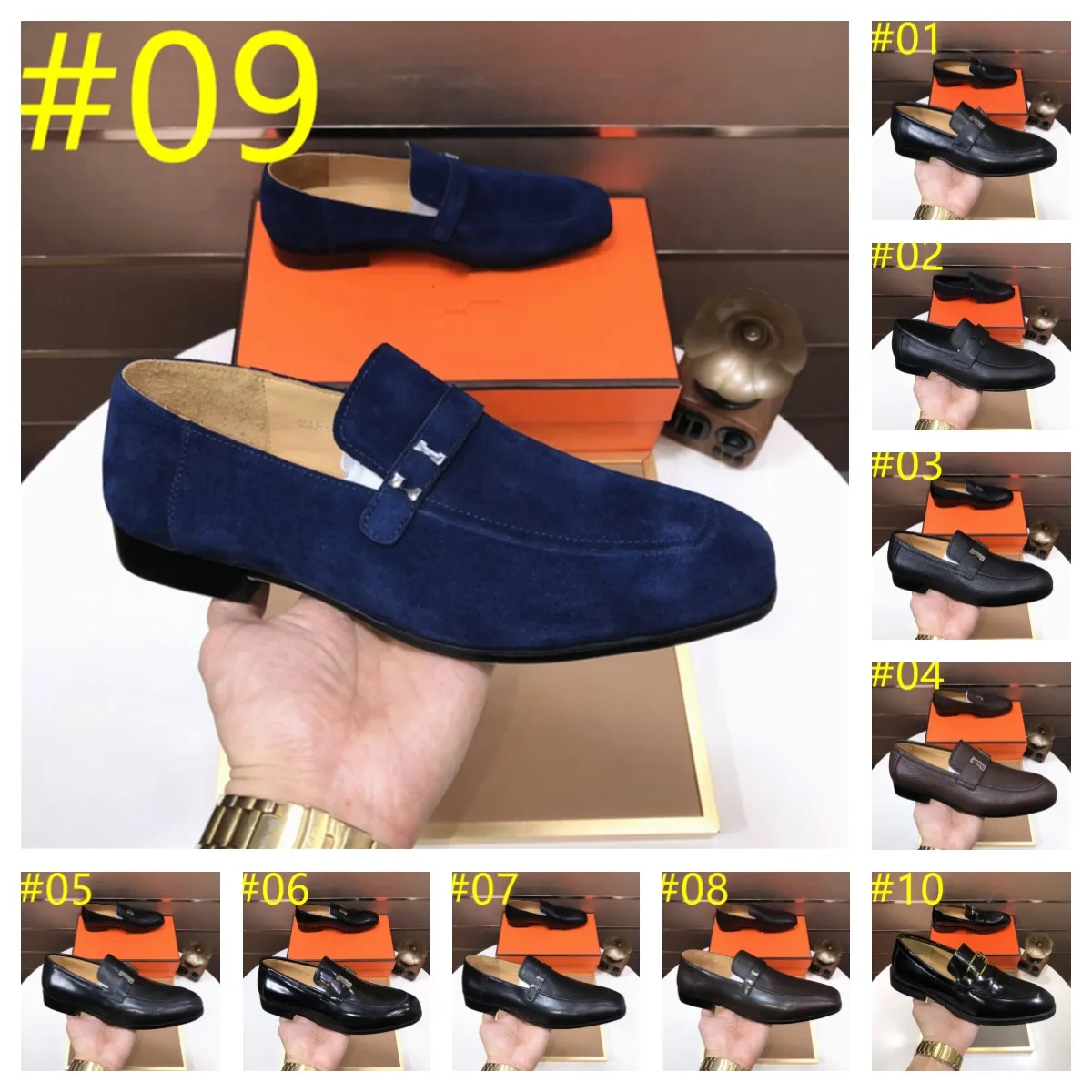 2024 Italienischer Designer Männer Sleber Schuhe Männer Zapatos de Hombre Slip-on Leder Luxuriöses Kleidungsschuhe Erwachsener schwarzbrauner Fahren Moccasin Größe 38-46