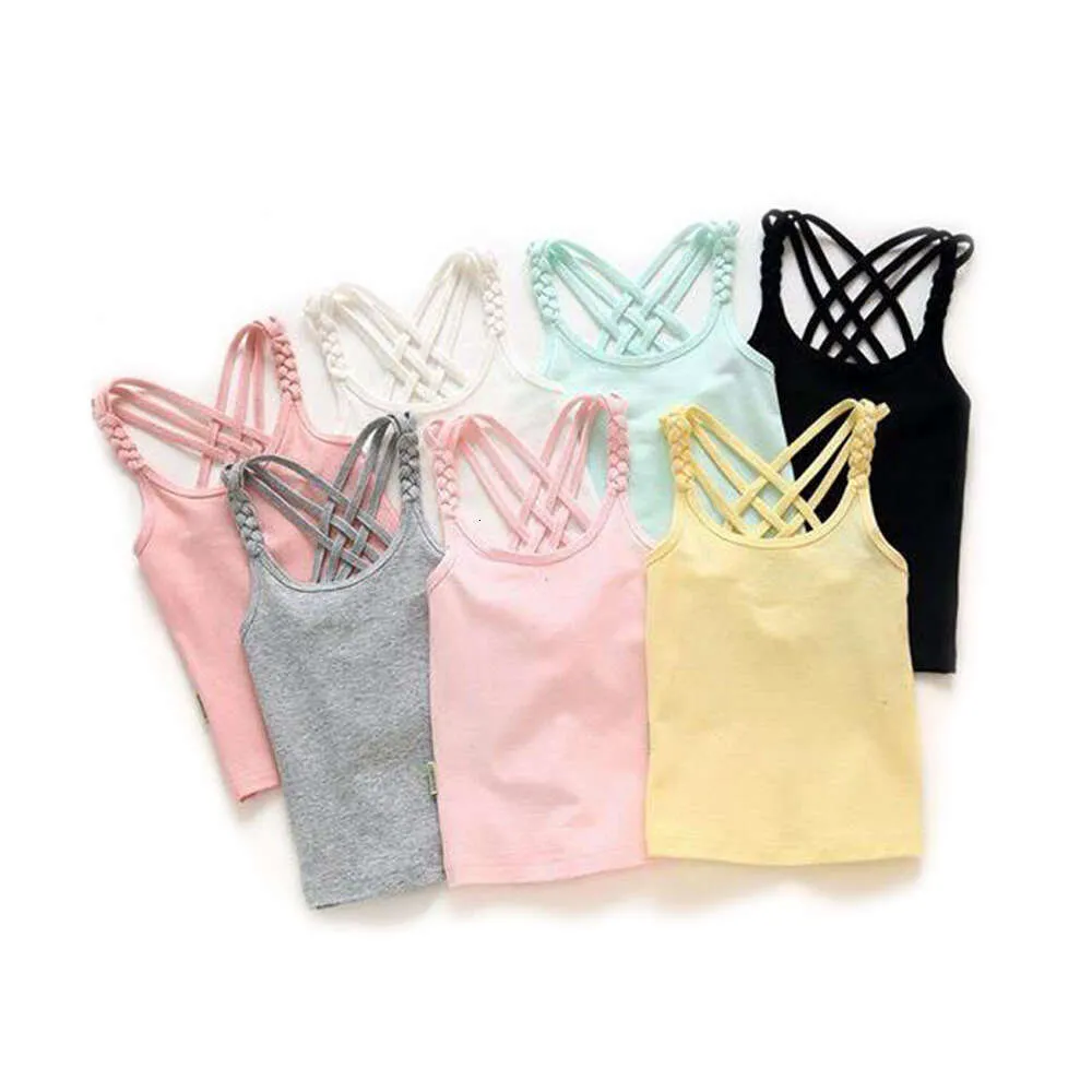 2022 Girls Summer Tank Tops Cotton Kids Underwear Model Candy Color Girl Camisole Baby Singlets Children Undertröja Sports Top L2405