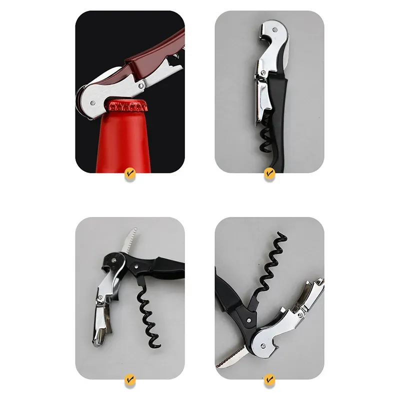 Multi Functional 2 in 1 Bottle Openers Stainless Steel Wine Cork Screw Corkscrew Beer Cap Remover Kitchen Gadget Bar Accessories