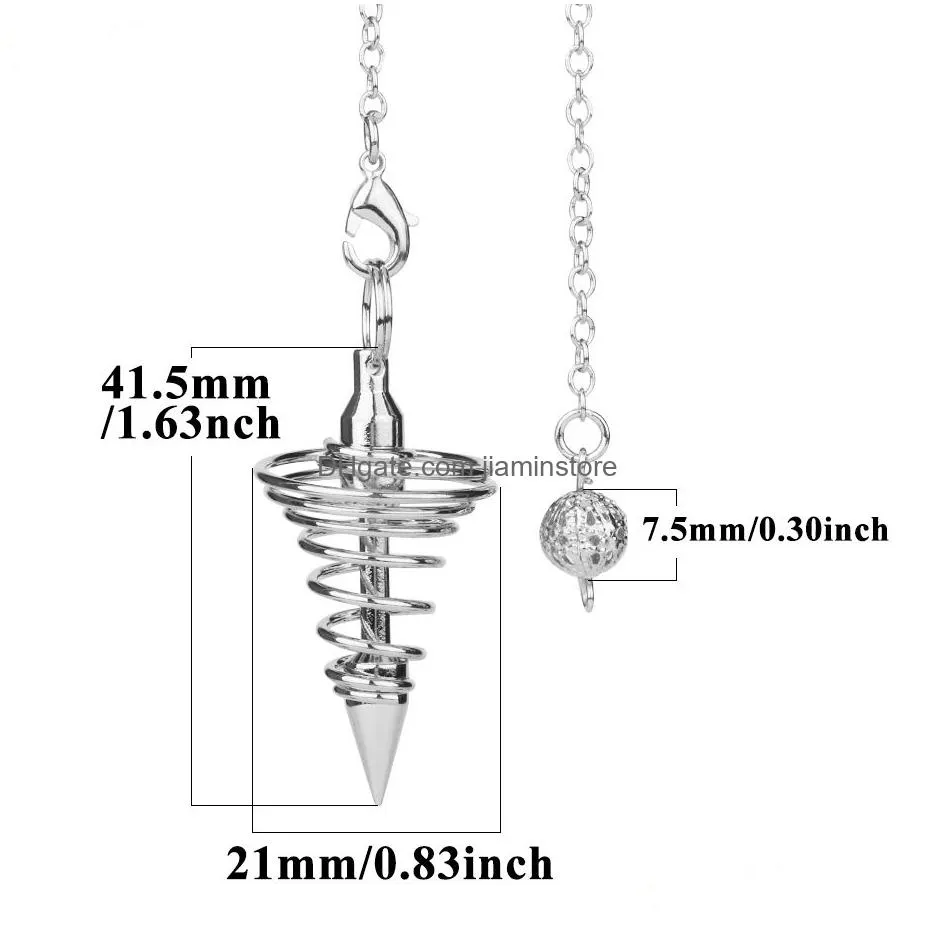 Pendant Necklaces Jln Metal Dowsing Pendum Nce Reiki Cone Shape Charm Gold Red Copper Platinum Rose Plated For Divination Meditation D Dhuan