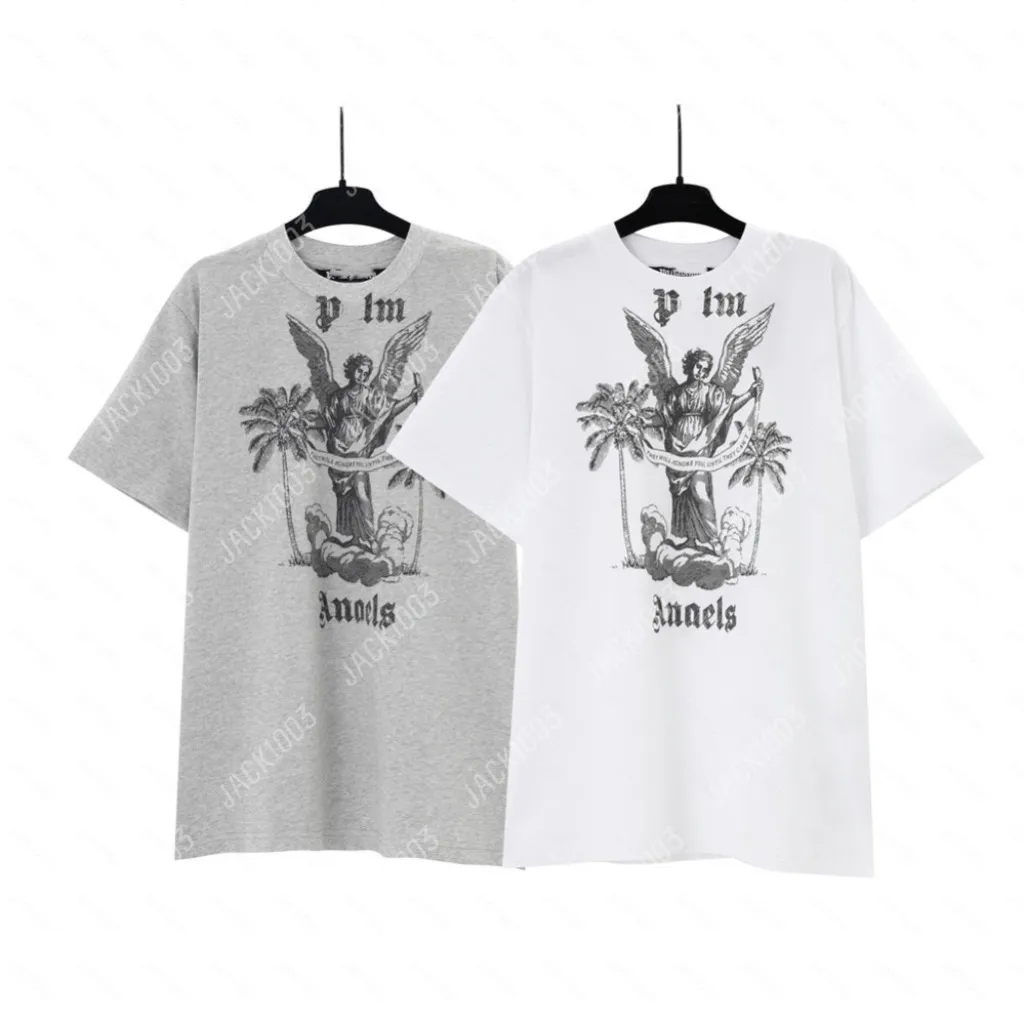Palm Pa Harajuku 24SS Spring American Retro Briefdruck Logo Luxurys T -Shirt Lose übergroße Hip Hop Unisex Kurzarm Tees Engel 2263 Lauf