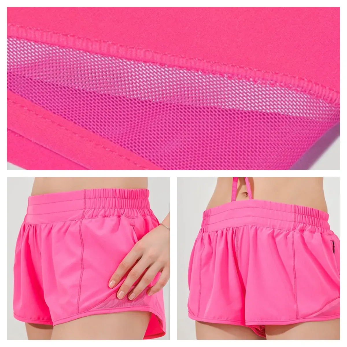 Pantaloncini Sportivi Da Donna, Estivi, A Vita Alta, Casual, Tinta - Foto 8