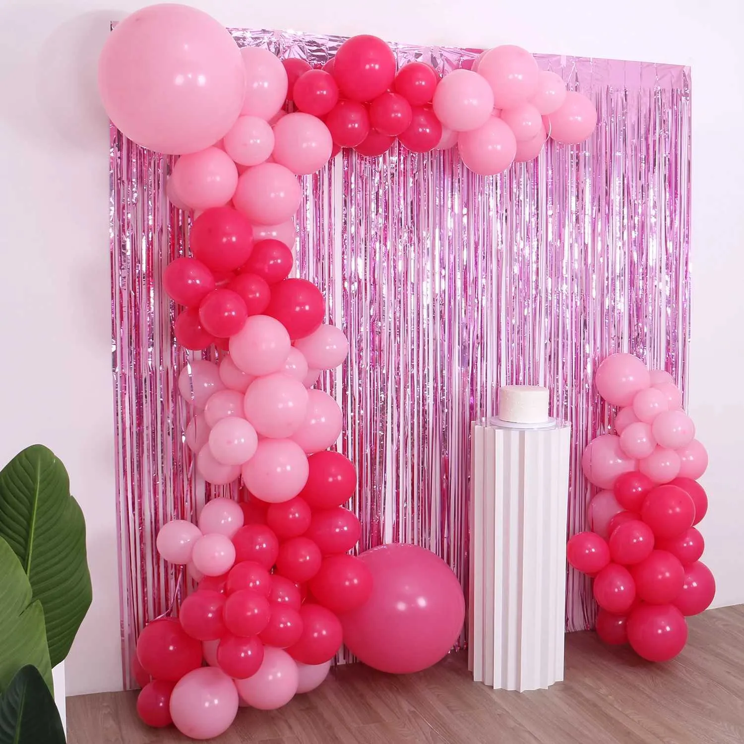 Pink Purple Balloon Arch Kit Peach, Pink, Black Balloons