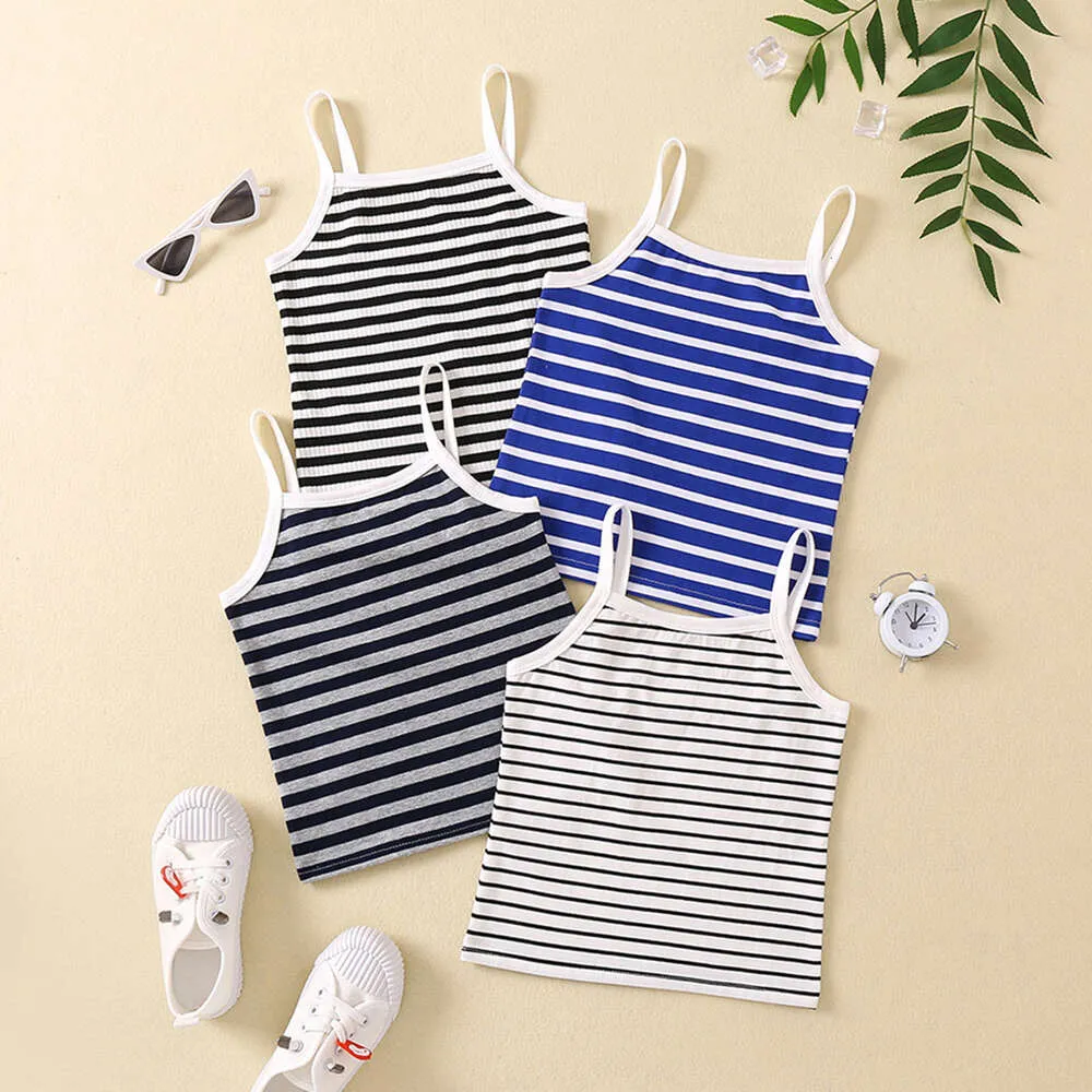 Children's for Summer Kids Crop Top Stripe Underwear Girls Singlet Baby Tank Tops Toddler Camisoles Clothing L2405