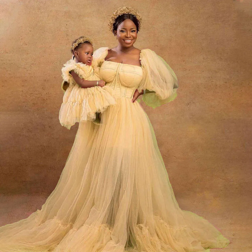 maternity dress for birthday party V-neck Soft Tulle Ruffled Maternity Baby Shower Dress – Glamix Maternity main image 1