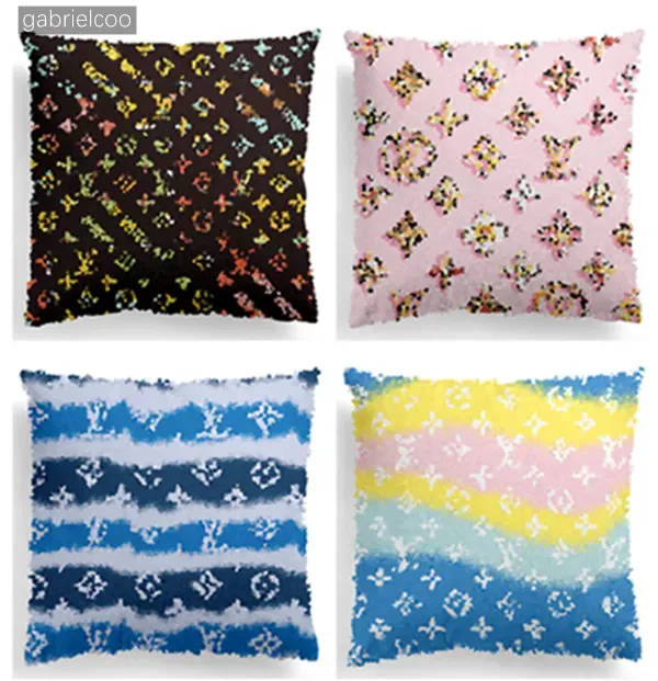 Designer Colorful Pillow Classic Letter Logo Printed Home Throw Pillow Cover Minimalist Sofa Decoration Cushion 45 * 45cm Pillow Core Detachable