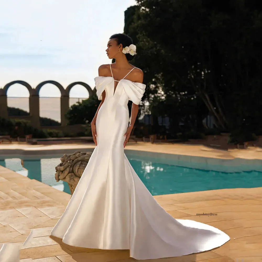 Vestidos De Novia De Satén Blanco Vestido De Novia Fuera Del