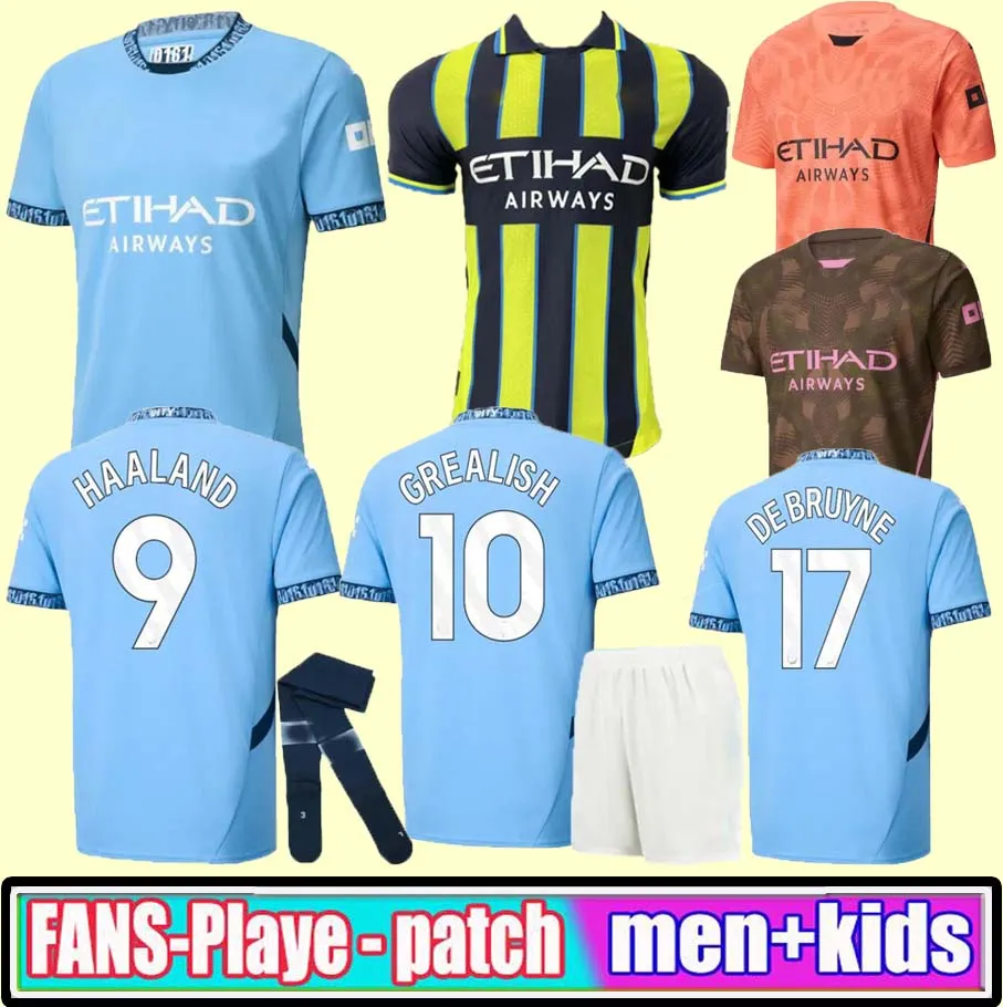 3XL 4XL 24 25 HAALAND Fourth soccer jerseys DE BRUYNE MANS GREALISH GVARDIOL FODEN 2024 2025 City ALVAREZ RODRIGO DOKU football shirt men kids