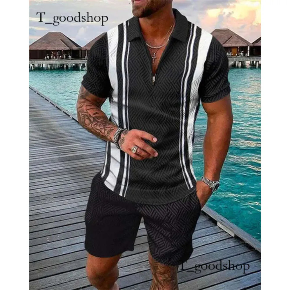 Men's Tracksuits Men's Tracksuit Summer Short Sleeve Shirt And Shorts Suit Two-Piece Set Male Gym Sport Golf Clothing Streetwear For Mencasual Men#2024 1A6