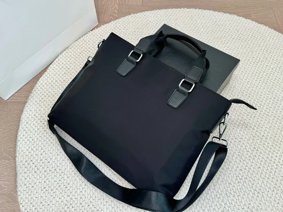 Designer briefcases shoulder bags men Luxury nylon waterproof canvas cowhide leather fashion Female shoulder bag Tote handbags for man document totes bag PRPU