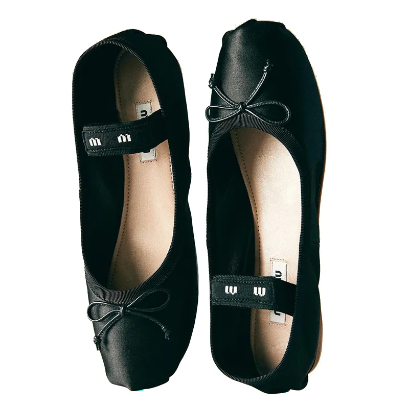 Lady Bow Silk Yoga Ballet Flat Shoe For Woman Men casual Shoe Designer Shoe Outdoor Tazz Sandal Loafer Läder Sexig lyxklänning Sko Fashion Dance Walk Trainer Shoes