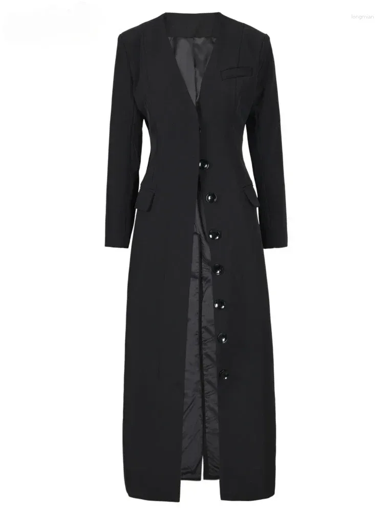 Erkek takımları yaz siyah katı kadın ceket tek parça moda gündelik ofis bayan günlük uzun ceket zarif özel yapımı kadın ince