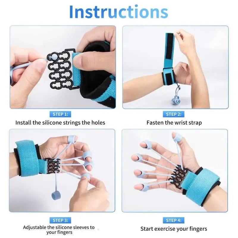 Ejercitador Extensor De Dedos - Bandas De Resistencia 20-60 Lbs, Para Rehabilitación Y Fortalecimiento De Manos