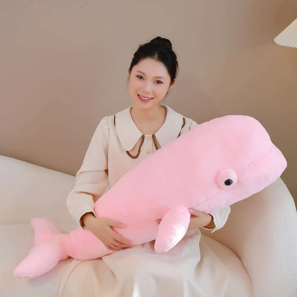 Kawaii Pink White Whale Plushie Juguetes: Almohadas De Animales De