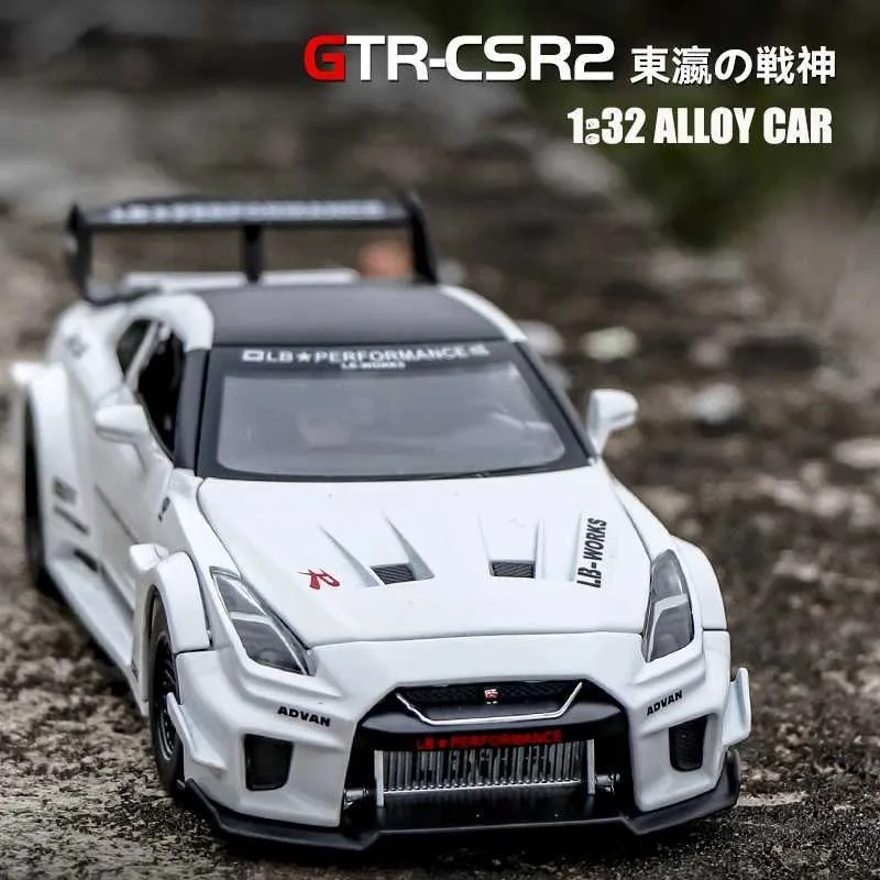 Diecast Model Cars 1 32 GTR CSR 2 Simulated Car Model Metal Die Casting and Toy Car Alloy Decorative Toys Global Limited Edition Childrens Toys WX