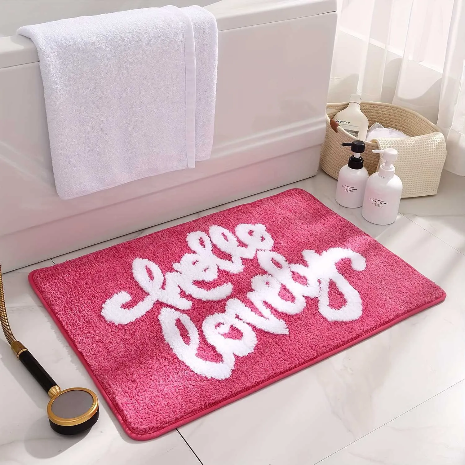 Mattor Brev badrumsdörrmatta vatten absorberande och anti -slip Hushållens ingång Plush Creative Carpet H240517
