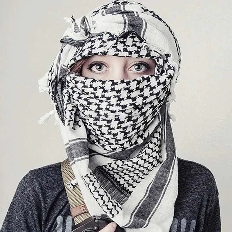 Bandanas Durag 2024 New Military Tactical Desert Hijab Scarf Muslim Headscarf Islam Arab Keffiyeh Head Neck Scarves Wr for Men and Women J240516