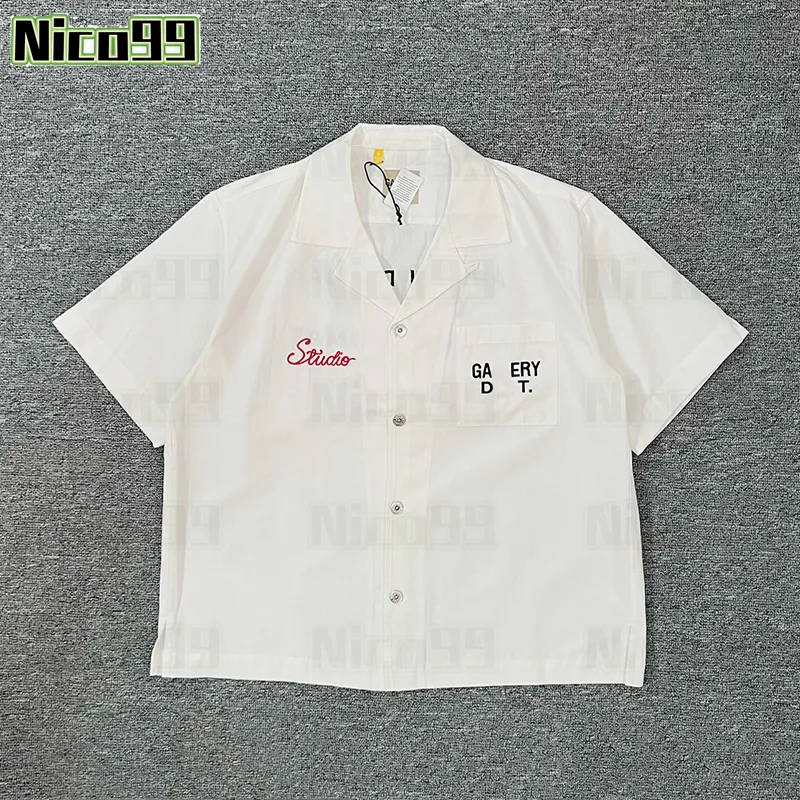 Gallers depts Stadium Uniform Parker mbroidered letters vintage distressed workwear open white loose shirt