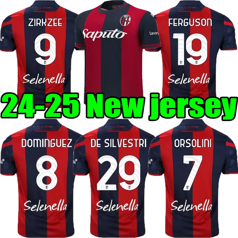 24 25 Maglie da calcio Bologna Mens 2024 Posch Orsolini Dominguez Zirkzee Ferguson de Silvestri Beukema Barrow Home Calcio rosso Shirt per adulti per adulti Top Nuovo stile Top