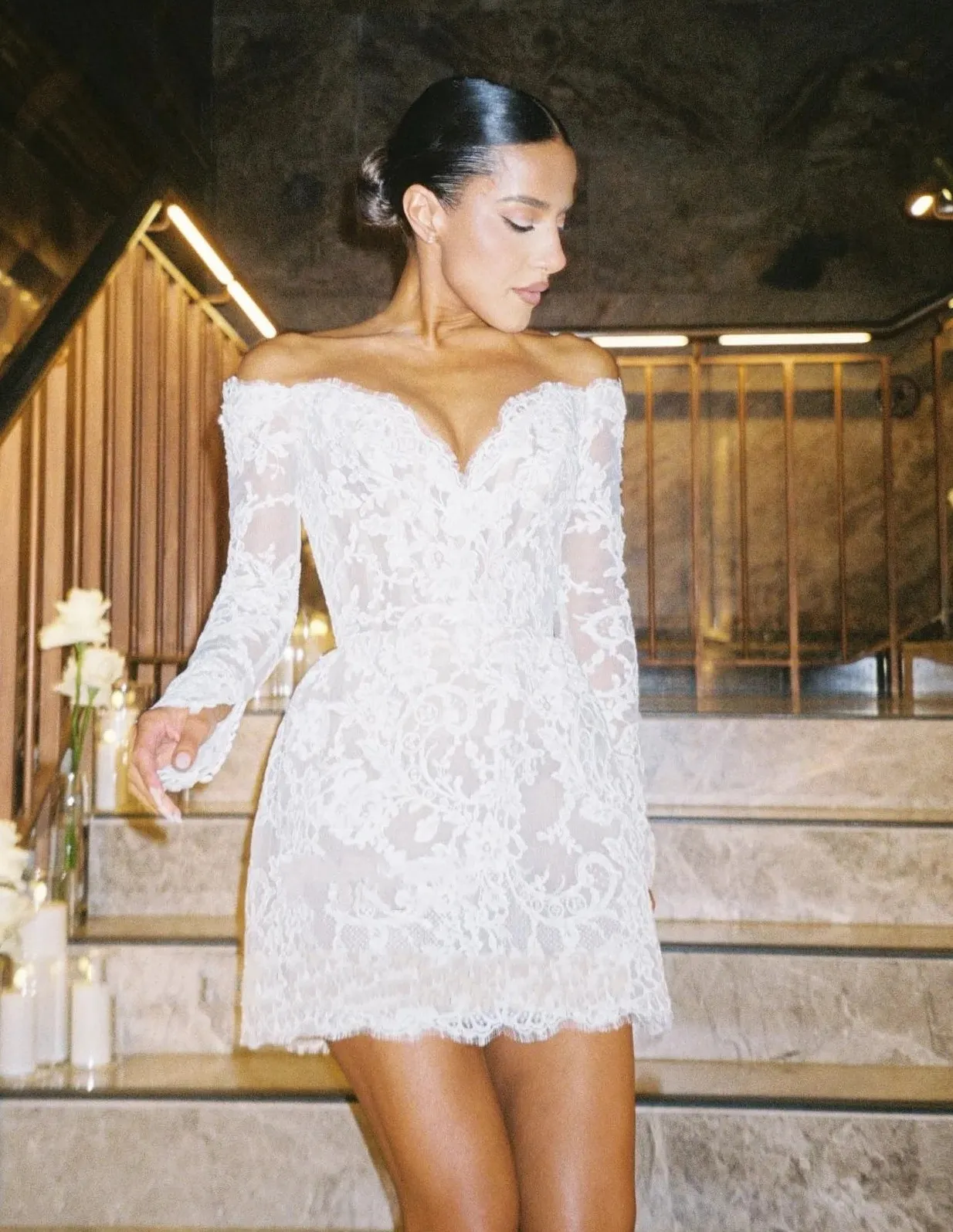 Ivory Off Shoulder Lace Cocktail Dresses For Wedding For Women Customizable Backless And Civil Mini Bridal Gown For 2024 Brides Vestidos De Novia From Donnaweddingdress12 90.55 DHgate.Com
