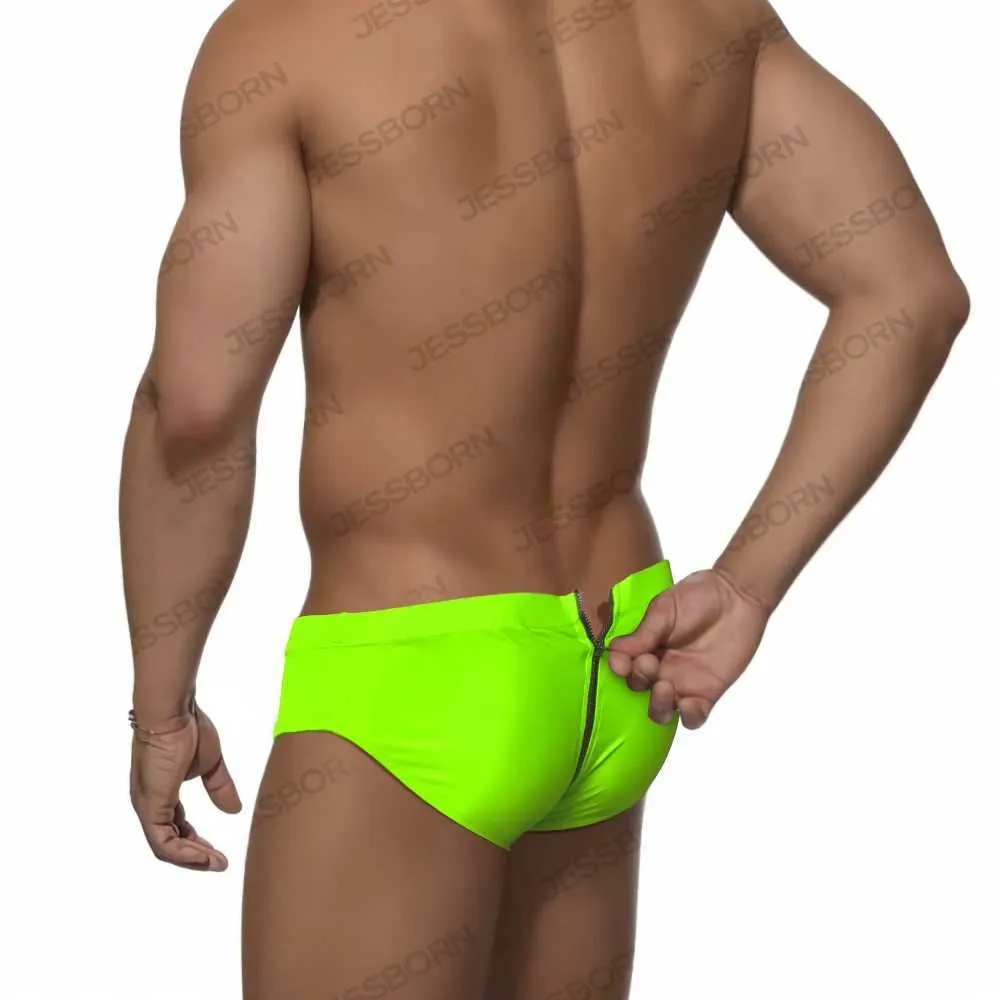 Mens Swimwear Sexy Men Back Zipper Swimwear... From Sumaty, $3.02