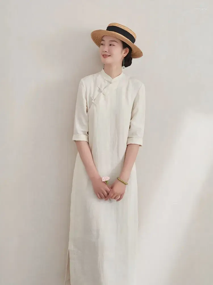 knee length dresses for ladies Florence Smocked Linen Midi Dress main image 1