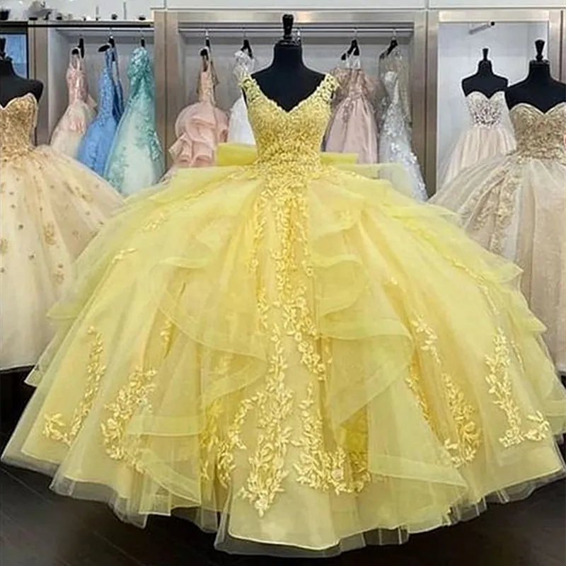 Light yellow quinceanera dresses shop
